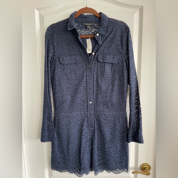 Banana Republic Navy Blue Lace Romper - Size 8 - Picture 4 of 8